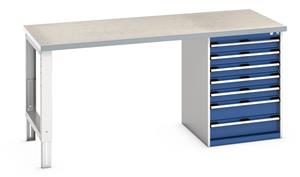 Bott Bench 2000x900x940mm with LinoTop and 7 Drawer Cabinet 940mm High Benches 41004124.11v Gentian Blue (RAL5010) 41004124.24v Crimson Red (RAL3004) 41004124.19v Dark Grey (RAL7016) 41004124.16v Light Grey (RAL7035) 41004124.RAL Bespoke colour £ extra